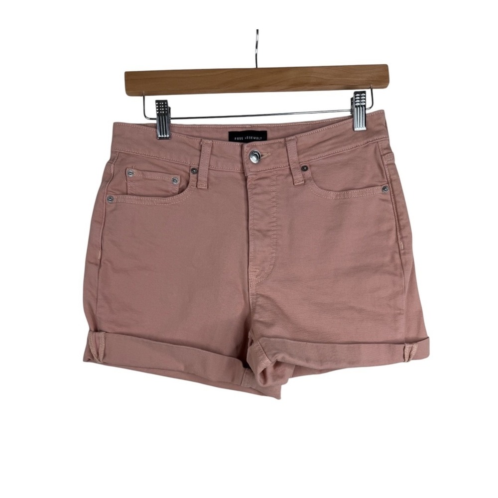Free Assembly High Rise Rolled Cuff Denim Shorts size 4 Pink